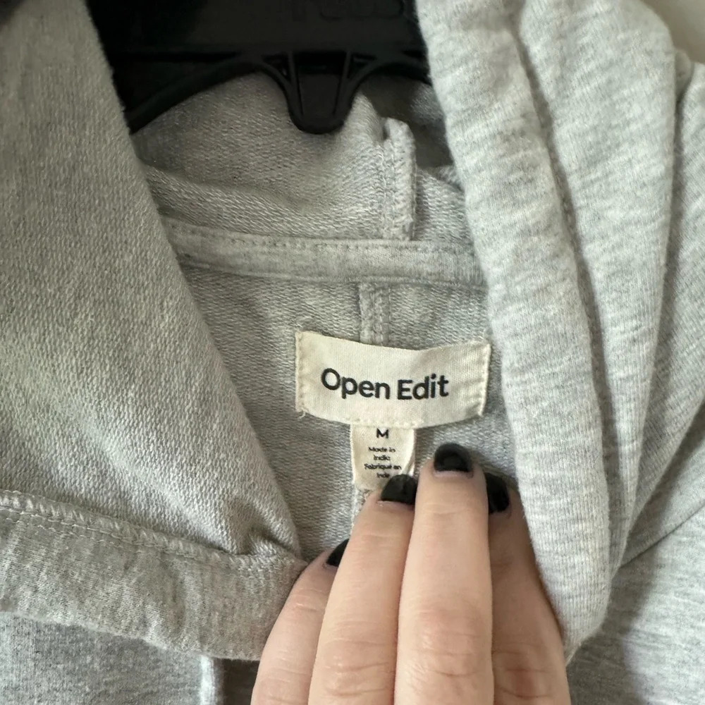 Open Edit Heather Gray Cropped Hoodie Medium - Picture 2 of 4